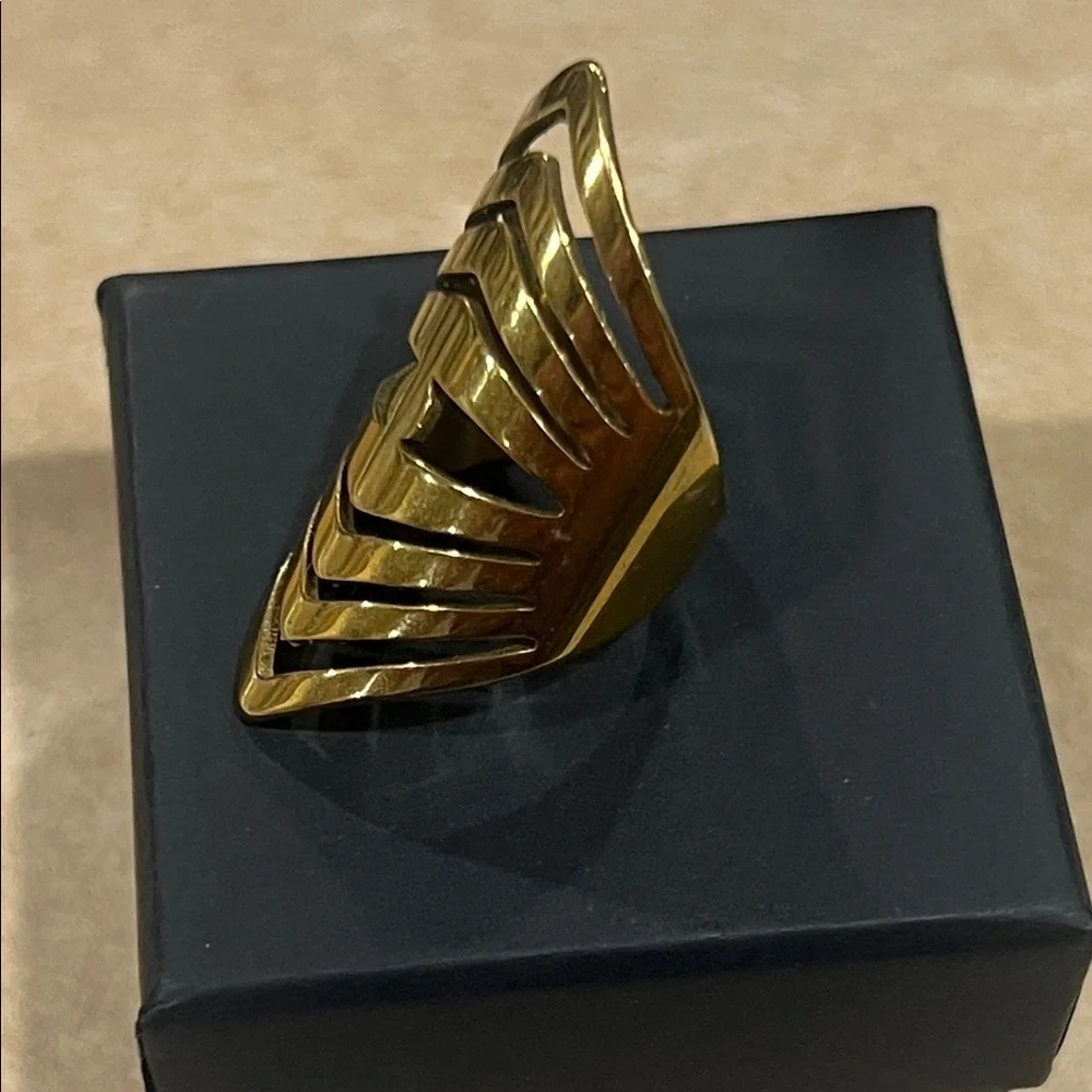 Geometric Gold Stainless Steel Statement Ring